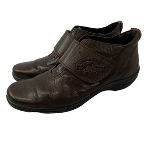 Romika Womens 41 10 10.5 Brown Embroidered Leather Ankle Boots Comfort Hook Loop